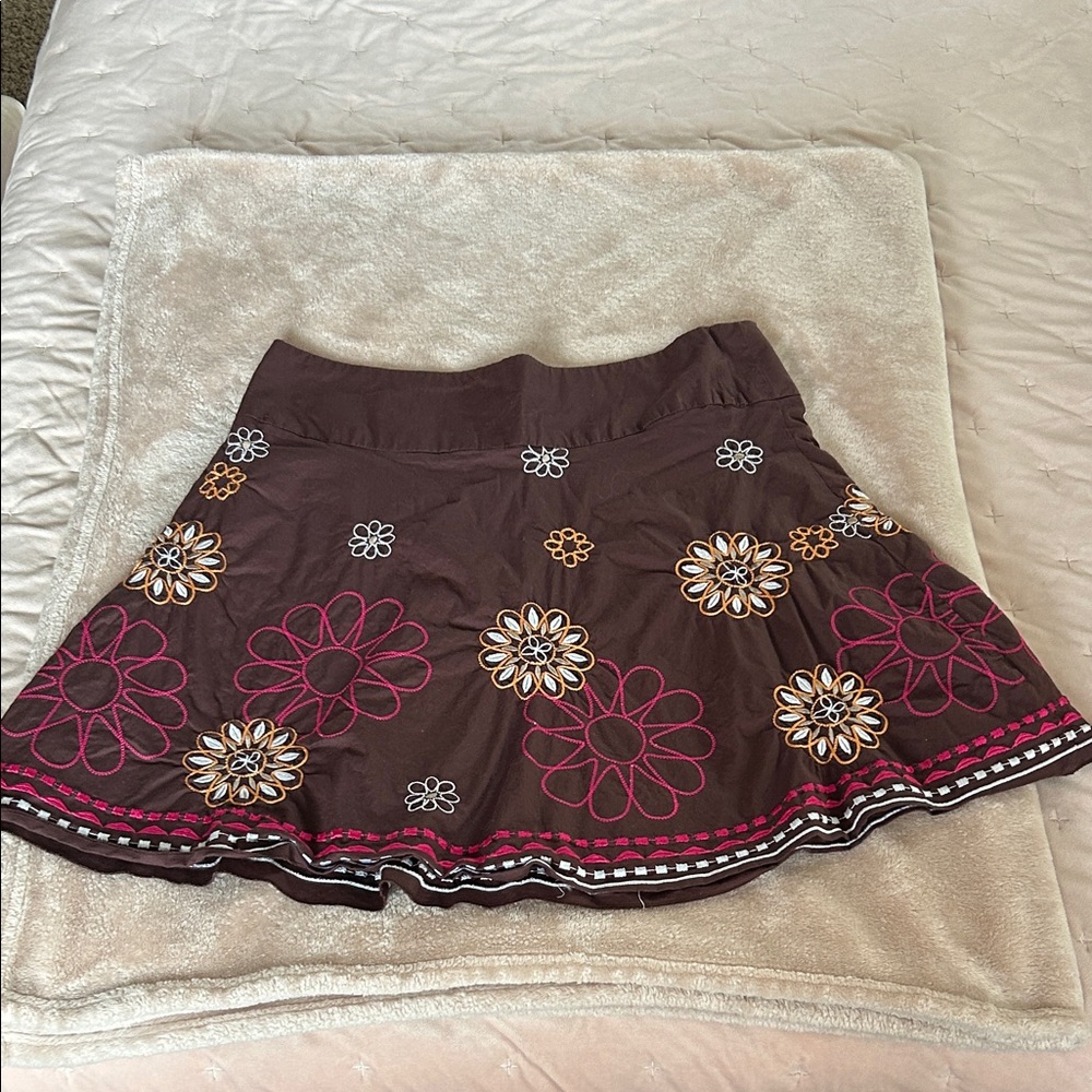 Heart Soul Brown Floral Skirt